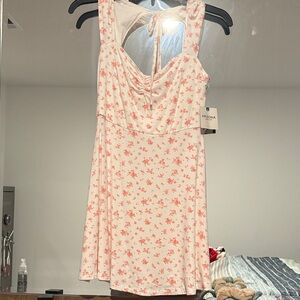 Arizona Jean Company Cream and Pink Floral Backless Dress